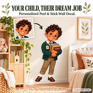 Personalized Librarian Wall Decal from Photo, Dream Job Sticker, image 2
