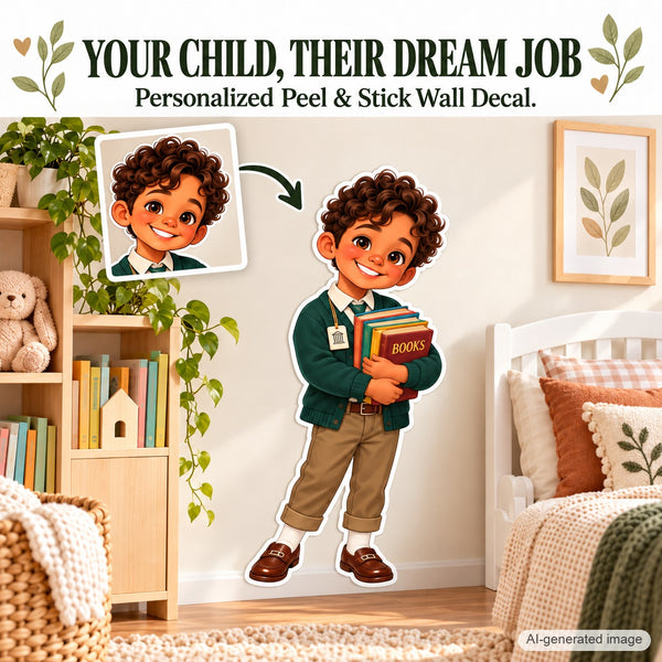 Personalized Librarian Wall Decal from Photo, Dream Job Sticker, image 2