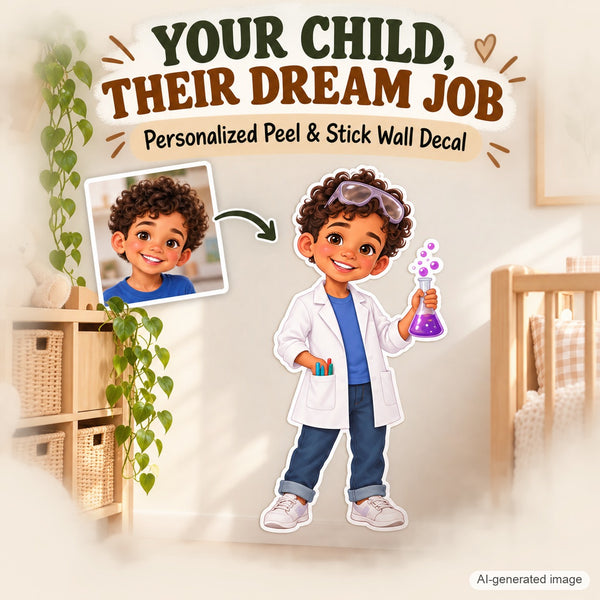 Personalized Scientist Wall Decal from Photo, Dream Job Sticker, image 2