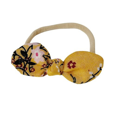Knotted Hair Bow - Yellow Floral (Limited Edition)
