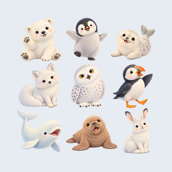 Baby Arctic Animal Wall Decals, Set of 9, image 1