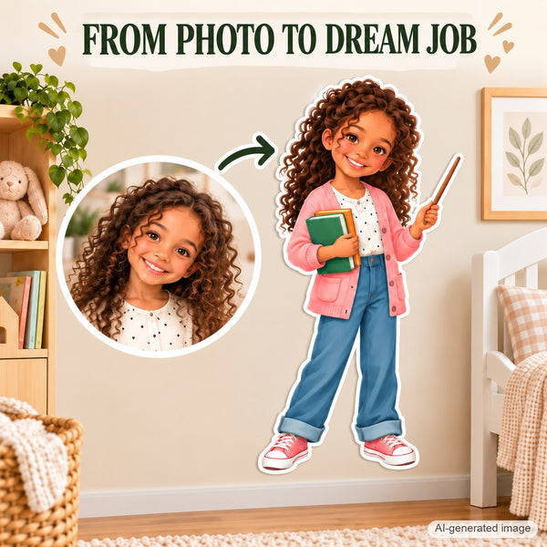 Personalized Teacher Wall Decal from Photo, Dream Job Sticker, image 3