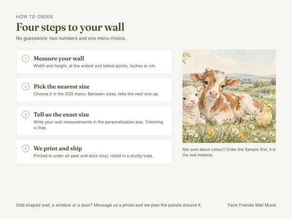 Watercolor Farm Friends Wall Mural, image 3