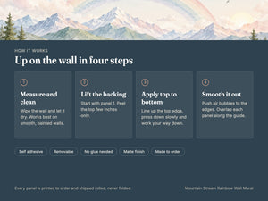 Watercolor Mountain Stream Rainbow Wall Mural, image 8