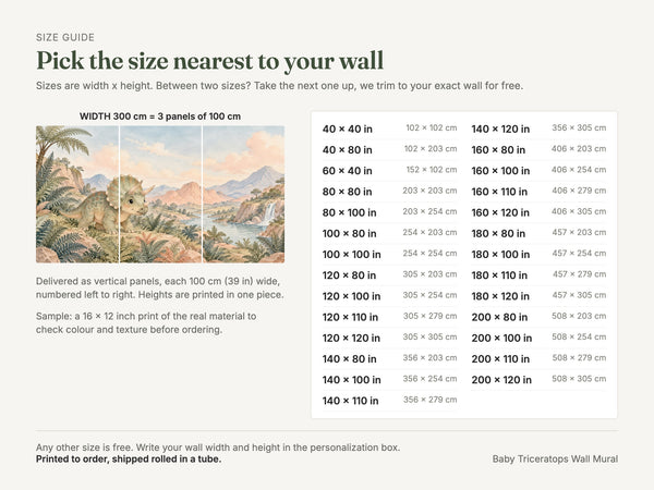 Watercolor Baby Triceratops Dinosaur Wall Mural, image 5