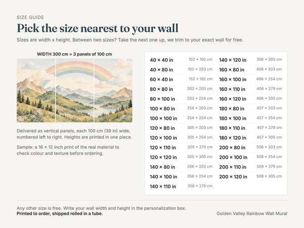 Watercolor Golden Valley Rainbow Wall Mural, image 4