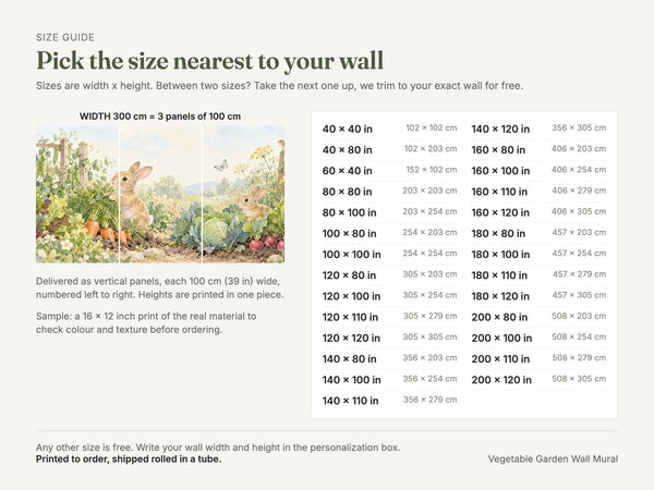 Watercolor Vegetable Garden Bunny Wall Mural, image 5