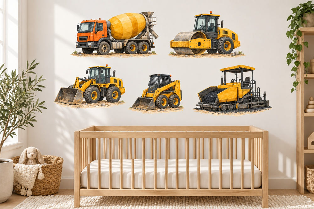 Construction Vehicle Wall Decals, Set of 5 (Set 2), image 1