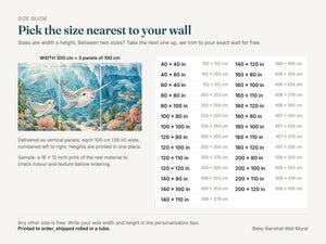 Watercolor Baby Narwhal Ocean Wall Mural, image 5