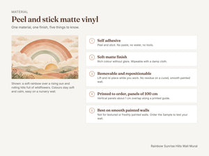 Watercolor Rainbow Sunrise Hills Wall Mural, image 6