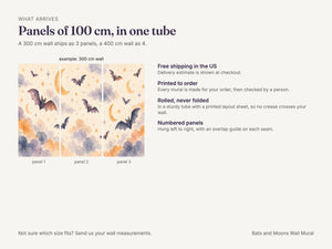 Watercolor Bats and Moons Halloween Wall Mural, image 8