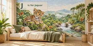 Watercolor J is for Jaguar Alphabet Wall Mural, image 2