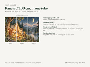 Watercolor Moonlit Forest Camp Camping Wall Mural, image 8