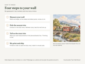 Watercolor Countryside Train Wall Mural, image 6