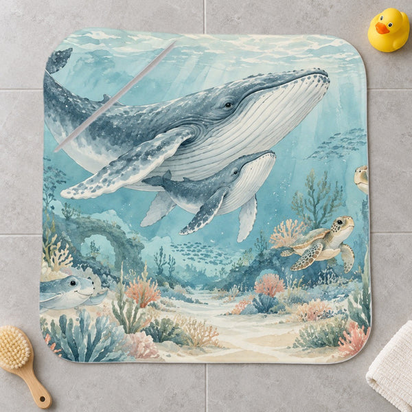 Ocean Kingdom kids hooded bath towel laid flat