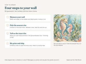 Watercolor Seahorse Pair Ocean Wall Mural, image 6