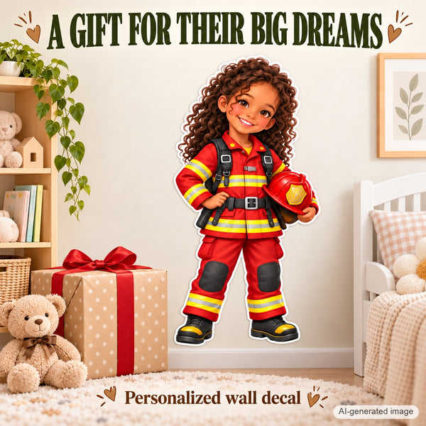Personalized Firefighter Wall Decal from Photo, Dream Job Sticker, image 9