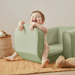 Tiny Land® GentleSnug Kid Chair in Sage, perfect for kids' seating, shown at angle 8.