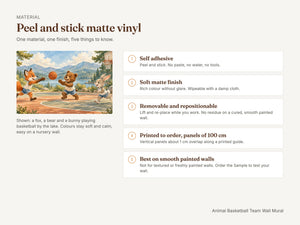 Watercolor Animal Basketball Team Wall Mural, image 7