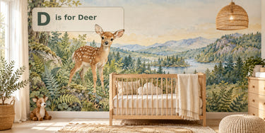 Watercolor D is for Deer Alphabet Wall Mural, image 1