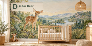 Watercolor D is for Deer Alphabet Wall Mural, image 1