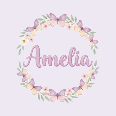 Personalised Butterfly Wreath Name Wall Decal, image 1
