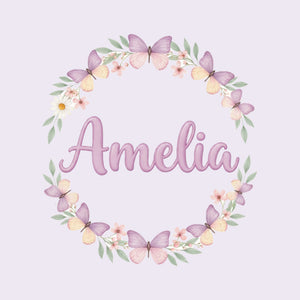 Personalised Butterfly Wreath Name Wall Decal, image 1