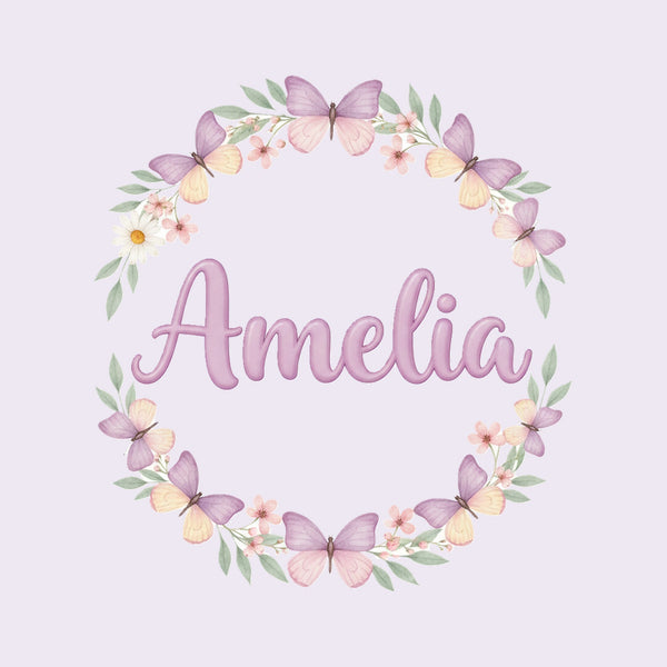 Personalised Butterfly Wreath Name Wall Decal, image 1