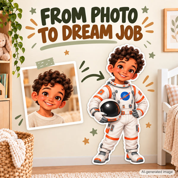 Personalized Astronaut Wall Decal from Photo, Dream Job Sticker, image 4