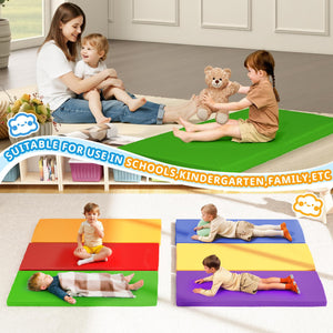 6 Pack 2 Inch Toddler Rest Nap Mats for Daycare and Preschool, Waterproof Rainbow Kids Nap Mats