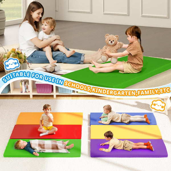 6 Pack 2 Inch Toddler Rest Nap Mats for Daycare and Preschool, Waterproof Rainbow Kids Nap Mats