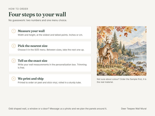 Watercolor Deer Teepee Camping Wall Mural, image 6