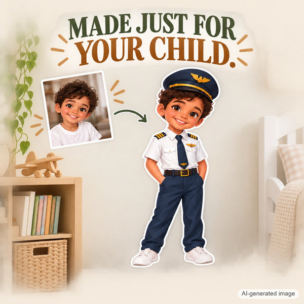 Personalized Pilot Wall Decal from Photo, Dream Job Sticker, image 14
