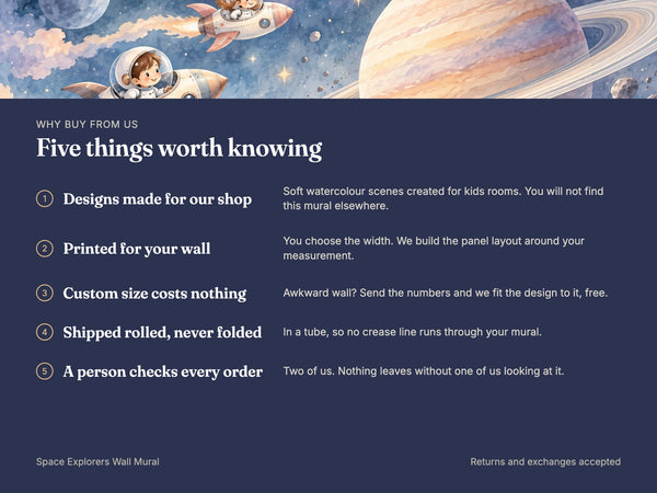Watercolor Space Explorers Wall Mural, image 10