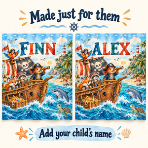 Add your child's name to the Pirate Adventure shower curtain