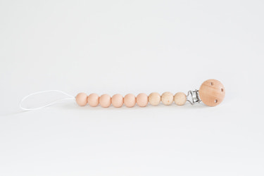 Apricot Beaded Wooden & Silicone Pacifier Clip