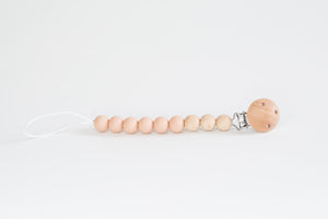 Apricot Beaded Wooden & Silicone Pacifier Clip