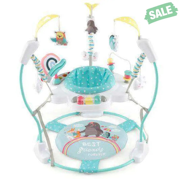 Baby Activity Center Height Adjustable Baby Bouncing Saucer with Interactive Toys-Blue Blue Baby Gyms & Playmats