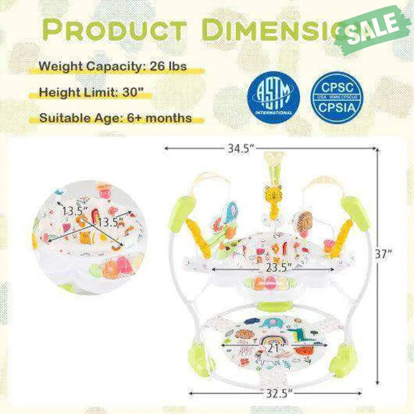 Baby Activity Center Height Adjustable Baby Bouncing Saucer with Interactive Toys-Blue Blue Baby Gyms & Playmats