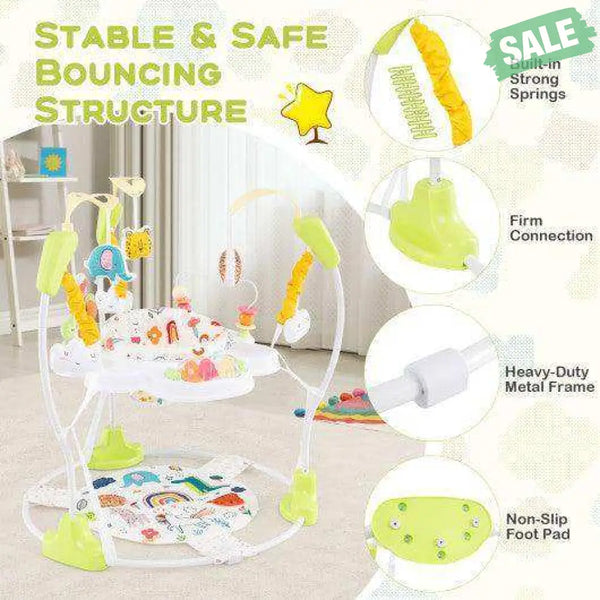 Baby Activity Center Height Adjustable Baby Bouncing Saucer with Interactive Toys-Blue Blue Baby Gyms & Playmats