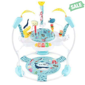 Baby Activity Center Height Adjustable Baby Bouncing Saucer with Interactive Toys-Blue Blue Baby Gyms & Playmats