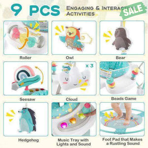 Baby Activity Center Height Adjustable Baby Bouncing Saucer with Interactive Toys-Blue Blue Baby Gyms & Playmats