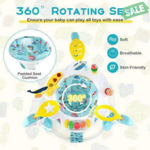 Baby Activity Center Height Adjustable Baby Bouncing Saucer with Interactive Toys-Light Blue