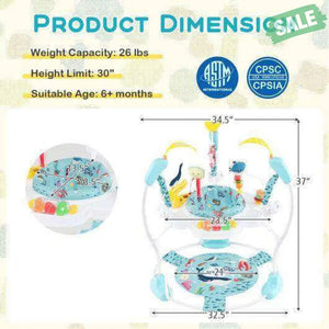 Baby Activity Center Height Adjustable Baby Bouncing Saucer with Interactive Toys-Light Blue