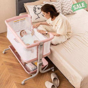 Baby Bassinet Bedside Sleeper with 6-Level Adjustable Height-Beige Bassinets & Bedside Sleepers