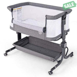 Baby Bassinet Bedside Sleeper with 6-Level Adjustable Height-Beige Bassinets & Bedside Sleepers