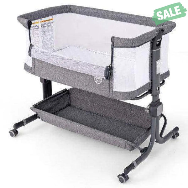 Baby Bassinet Bedside Sleeper with 6-Level Adjustable Height-Beige Bassinets & Bedside Sleepers