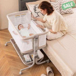 Baby Bassinet Bedside Sleeper with 6-Level Adjustable Height-Beige Bassinets & Bedside Sleepers