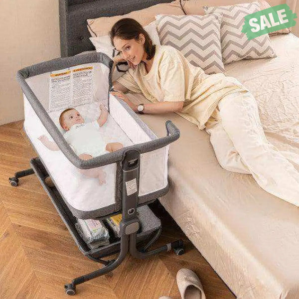 Baby Bassinet Bedside Sleeper with 6-Level Adjustable Height-Beige Bassinets & Bedside Sleepers
