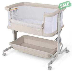 Baby Bassinet Bedside Sleeper with 6-Level Adjustable Height-Beige Bassinets & Bedside Sleepers